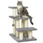 Escalera para Gatos de 3 Peldaños Altura Ajustable con Postes Rascadores y Bola Colgante Carga 10 kg 52x34,5x54 cm Gris Escalera para Gatos de 3 Peldaños Altura Ajustable con Postes Rascadores y Bola Colgante Carga 10 kg 52x34,5x54 cm Gris