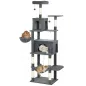 Árbol Rascador para Gatos con Plataforma Torre Escalador para Gatos con Cama Cuevas Postes de Sisal 60x48x202 cm Gris