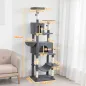 Árbol Rascador para Gatos con Plataforma Torre Escalador para Gatos con Cama Cuevas Postes de Sisal 60x48x202 cm Gris