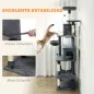 Árbol Rascador para Gatos con Plataforma Torre Escalador para Gatos con Cama Cuevas Postes de Sisal 60x48x202 cm Gris