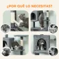 Árbol Rascador para Gatos con Plataforma Torre Escalador para Gatos con Cama Cuevas Postes de Sisal 60x48x202 cm Gris