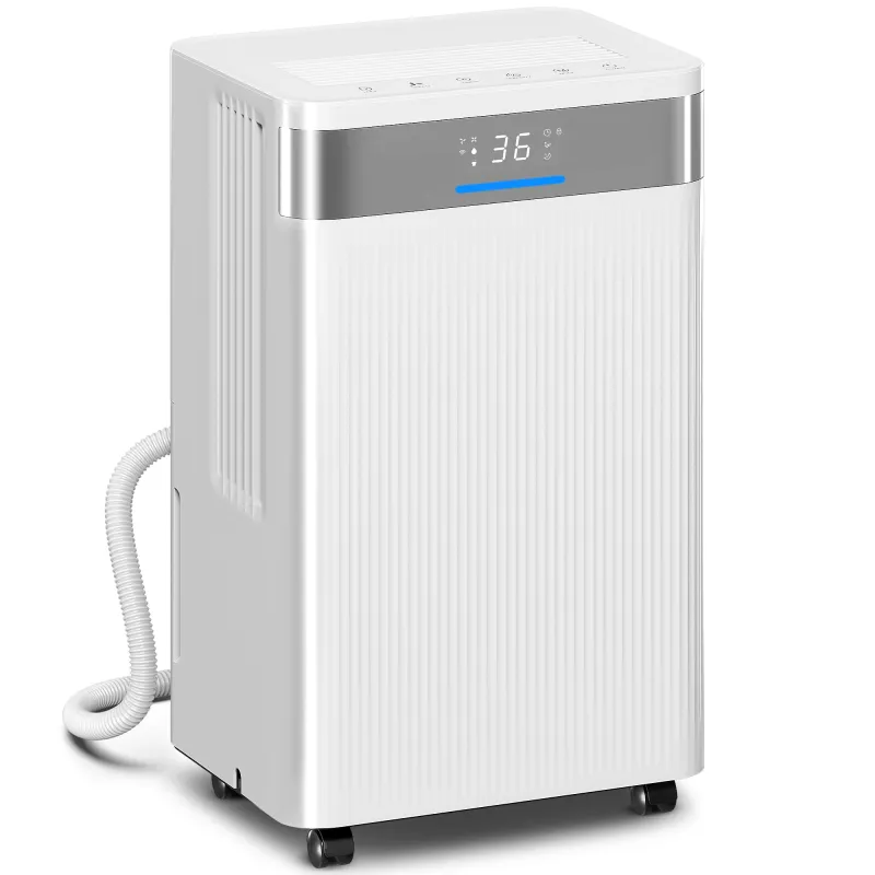 Deshumidificador 12L/día Silencioso con 3 Modos Pantalla LED Temporizado 24H Bloqueo Infantil y Drenaje Continuo Blanco Deshumidificador 12L/día Silencioso con 3 Modos Pantalla LED Temporizado 24H Bloqueo Infantil y Drenaje Continuo Blanco