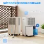 Deshumidificador 12L/día Silencioso con 3 Modos Pantalla LED Temporizado 24H Bloqueo Infantil y Drenaje Continuo Blanco