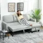 Sofá Cama Chaise Longue de 3 Plazas Chaise Longue Reversible Ambos Lados con Almacenaje con Fundas Removibles Gris