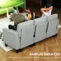 Sofá Cama Chaise Longue de 3 Plazas Chaise Longue Reversible Ambos Lados con Almacenaje con Fundas Removibles Gris