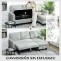 Sofá Cama Chaise Longue de 3 Plazas Chaise Longue Reversible Ambos Lados con Almacenaje con Fundas Removibles Gris
