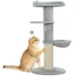 Árbol Rascador para Gatos 103,5 cm con Cama Hamaca Plataforma Poste de Sisal Grueso Bola Colgante Gris Claro