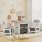 Mesa Infantil con 2 Sillas con 6 Cajones de Tela Diseño Estrellas para Niños y Niñas de 3-8 Años Gris Claro
