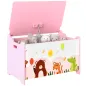 Caja de Almacenaje de Juguetes Baúl Juguetes Infantil con Tapa Abatible Asas Estampados de Animales 60x37x39 cm Rosa