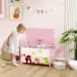 Caja de Almacenaje de Juguetes Baúl Juguetes Infantil con Tapa Abatible Asas Estampados de Animales 60x37x39 cm Rosa