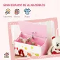 Caja de Almacenaje de Juguetes Baúl Juguetes Infantil con Tapa Abatible Asas Estampados de Animales 60x37x39 cm Rosa