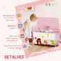 Caja de Almacenaje de Juguetes Baúl Juguetes Infantil con Tapa Abatible Asas Estampados de Animales 60x37x39 cm Rosa