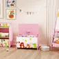 Caja de Almacenaje de Juguetes Baúl Juguetes Infantil con Tapa Abatible Asas Estampados de Animales 60x37x39 cm Rosa