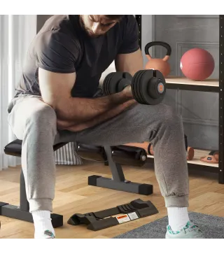 Mancuerna Ajustable 4 en 1 10 kg Ajuste Rápido de Peso con Base de Almacenaje Mango Antideslizante para Gimnasio en Casa