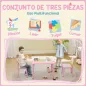 Mesa Infantil con 2 Sillas Mesa y Sillas Infantil con Estampados de Animales para Niños y Niñas de 3-8 Años Rosa
