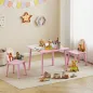 Mesa Infantil con 2 Sillas Mesa y Sillas Infantil con Estampados de Animales para Niños y Niñas de 3-8 Años Rosa