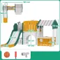 Tobogán Infantil 7 en 1 con Caseta Escalera Aro de Baloncesto Túnel Pizarra Telescopio para Interior Amarillo y Verde