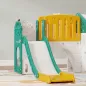 Tobogán Infantil 7 en 1 con Caseta Escalera Aro de Baloncesto Túnel Pizarra Telescopio para Interior Amarillo y Verde