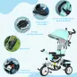 Triciclo Evolutivo para Niños de 1-5 Años con Toldo Plegable Mango Telescópico y Cinturón de Seguridad Verde Mint