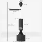 Saco de Boxeo de Pie con Bola de Velocidad y Barra Giratoria de 360° 88x48x155-205 cm Negro