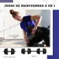 Juego de Mancuernas Ajustables 25 kg 2 en 1 con Barras Conexión y Mangos Antideslizantes para Gimnasio en Casa Negro