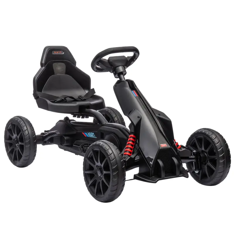 Kart a Pedales para Niños 3-8 Años con Asiento Regulable en 4 Posiciones y Ruedas de EVA 100x58x58,5 cm Negro