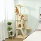 Árbol Rascador para Gatos 180 cm con Plataformas Cama 2 Cuevas Hamaca Escalera Postes de Sisal Beige