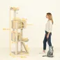 Árbol Rascador para Gatos 180 cm con Plataformas Cama 2 Cuevas Hamaca Escalera Postes de Sisal Beige
