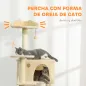 Árbol Rascador para Gatos 180 cm con Plataformas Cama 2 Cuevas Hamaca Escalera Postes de Sisal Beige