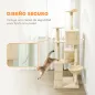 Árbol Rascador para Gatos 180 cm con Plataformas Cama 2 Cuevas Hamaca Escalera Postes de Sisal Beige