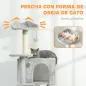Árbol Rascador para Gatos 160 cm con Plataformas Cama 2 Cuevas Hamaca Escalera Postes de Sisal Gris Claro