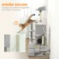 Árbol Rascador para Gatos 160 cm con Plataformas Cama 2 Cuevas Hamaca Escalera Postes de Sisal Gris Claro
