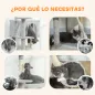 Árbol Rascador para Gatos 160 cm con Plataformas Cama 2 Cuevas Hamaca Escalera Postes de Sisal Gris Claro