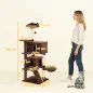 Árbol Rascador para Gatos 140 cm con Plataformas Cama 2 Cuevas Hamaca Escalera Postes de Sisal Marrón