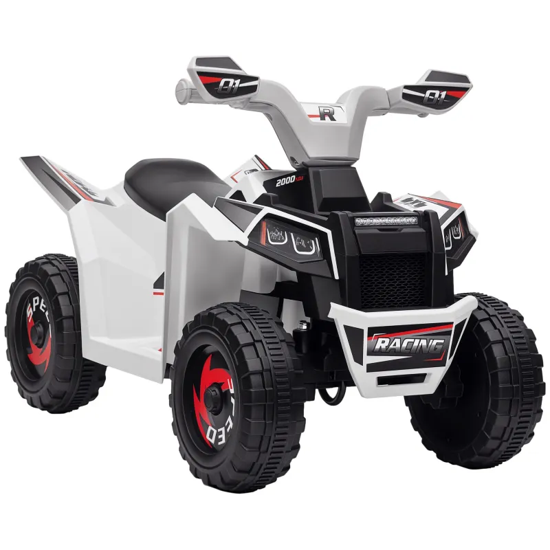 Quad Eléctrico para Niños 6V Quad para Niños de 18-36 Meses con Avance y Retroceso Velocidad de 2,5 km/h Blanco Quad Eléctrico para Niños 6V Quad para Niños de 18-36 Meses con Avance y Retroceso Velocidad de 2,5 km/h Blanco