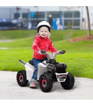 Quad Eléctrico para Niños 6V Quad para Niños de 18-36 Meses con Avance y Retroceso Velocidad de 2,5 km/h Blanco