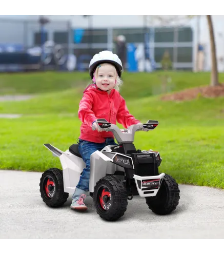 Quad Eléctrico para Niños 6V Quad para Niños de 18-36 Meses con Avance y Retroceso Velocidad de 2,5 km/h Blanco