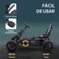 Kart a Pedales para Niños 3-8 Años con Asiento Regulable en 4 Posiciones y Ruedas de EVA 100x58x58,5 cm Negro