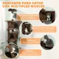 Árbol Rascador para Gatos 180 cm con Plataformas Cama 2 Cuevas Hamaca Escalera Postes de Sisal Marrón