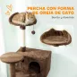 Árbol Rascador para Gatos 180 cm con Plataformas Cama 2 Cuevas Hamaca Escalera Postes de Sisal Marrón