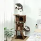Árbol Rascador para Gatos 160 cm con Plataformas Cama 2 Cuevas Hamaca Escalera Postes de Sisal Marrón