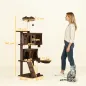 Árbol Rascador para Gatos 160 cm con Plataformas Cama 2 Cuevas Hamaca Escalera Postes de Sisal Marrón