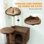 Árbol Rascador para Gatos 160 cm con Plataformas Cama 2 Cuevas Hamaca Escalera Postes de Sisal Marrón