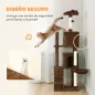 Árbol Rascador para Gatos 160 cm con Plataformas Cama 2 Cuevas Hamaca Escalera Postes de Sisal Marrón