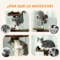 Árbol Rascador para Gatos 160 cm con Plataformas Cama 2 Cuevas Hamaca Escalera Postes de Sisal Marrón