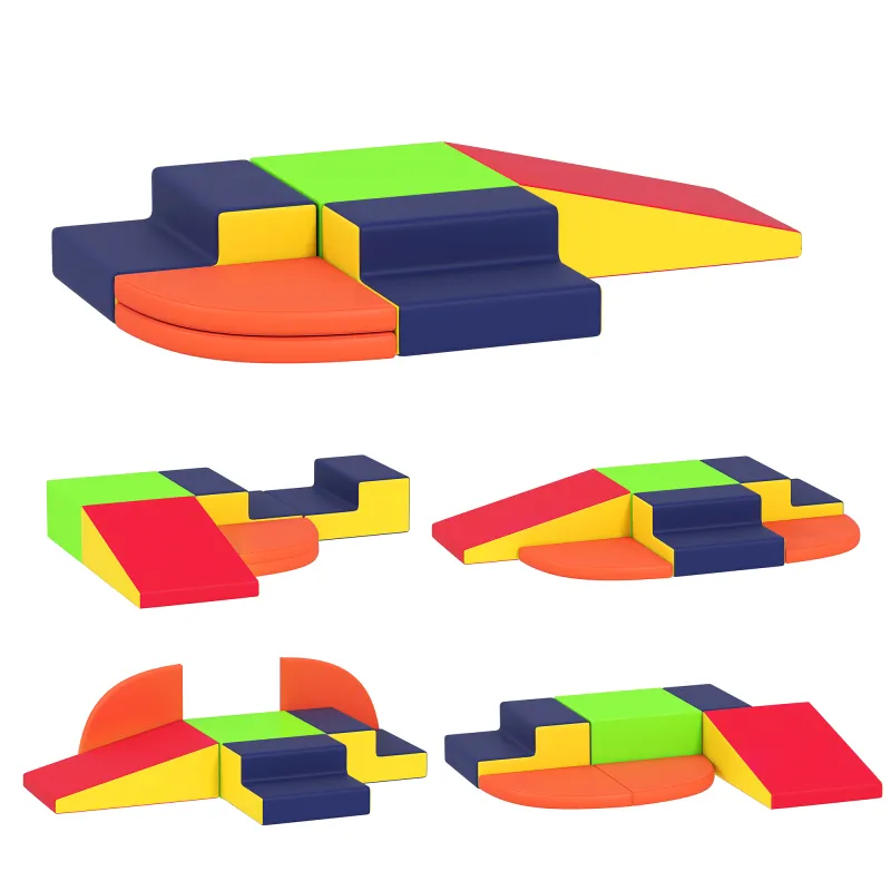 Juego de 6 Bloques de Espuma para Niños con Base Antideslizante para Escalar y Gatear Multicolor