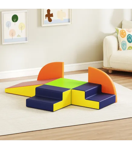 Juego de 6 Bloques de Espuma para Niños con Base Antideslizante para Escalar y Gatear Multicolor