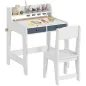 Escritorio Infantil con Silla Pupitre Infantil con 2 Cajones y Estante Mesa 62,8x55,6x73,8 cm y Silla 31,5x35x65,5 cm