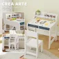 Escritorio Infantil con Silla Pupitre Infantil con 2 Cajones y Estante Mesa 62,8x55,6x73,8 cm y Silla 31,5x35x65,5 cm