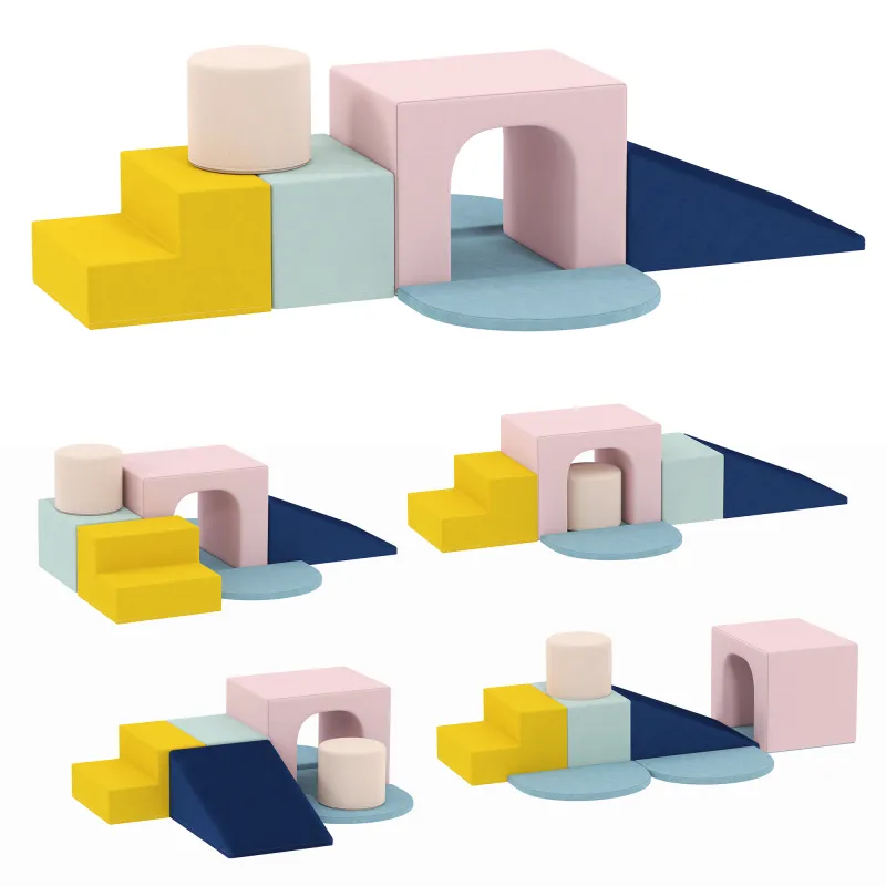 Juego de 8 Bloques de Espuma para Niños con Fundas de Terciopelo Lavables para Escalar y Gatear Multicolor